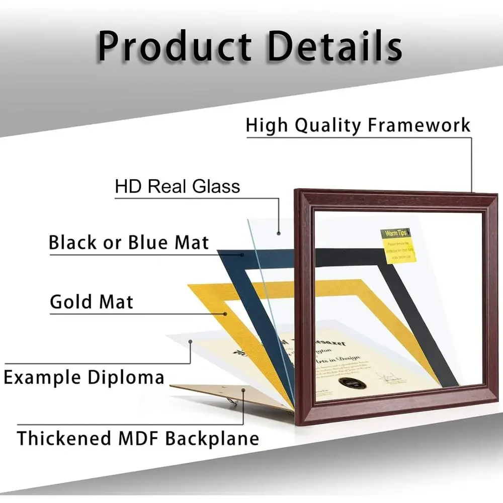 14x17 Diploma Frame w/ Mat Cherry Red Wood Plexiglass Wall Mount